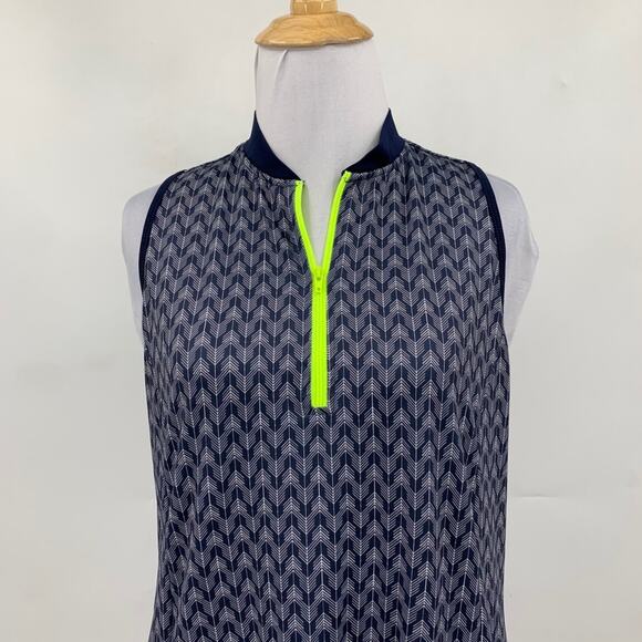 Lucky In Love Dress Womens M Medium Multi Game On Chevron 1/4 Zip Built In Bra - Picture 3 of 12